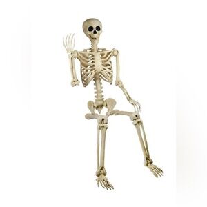 5ft Poseable Skeleton Decoration Halloween Outdoor Decor Skeleton Beige NEW